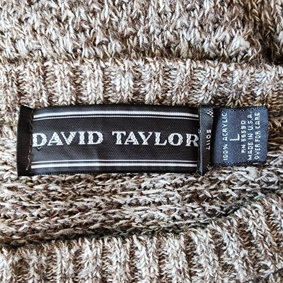 Vintage David Taylor Mens Large Sweater Nordic Snowflake Retro Brown White 1980s - Picture 5 of 8